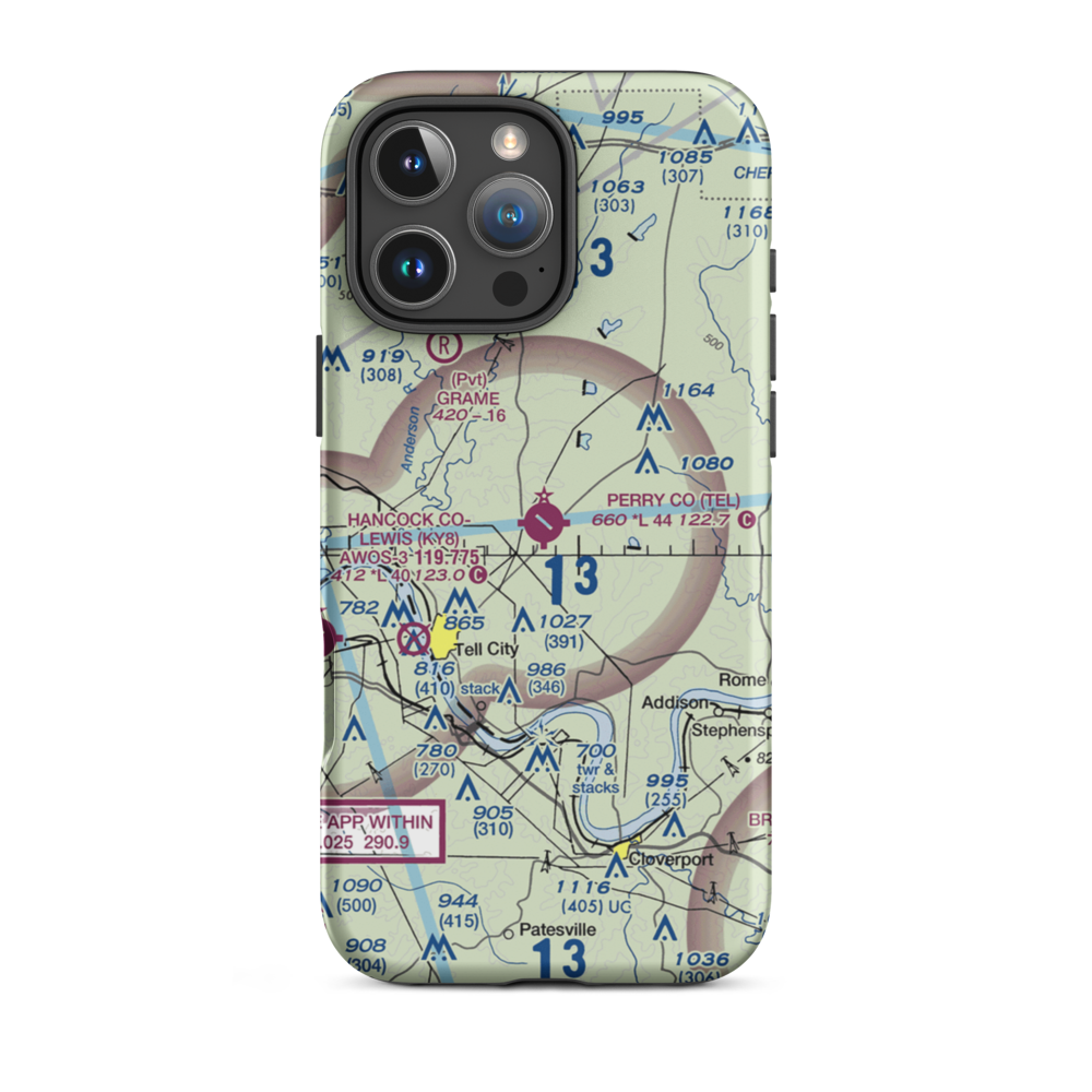 Perry County Municipal Airport (TEL) VFR Sectional  Tough iPhone Case iPhone 16 Pro Max model shown
