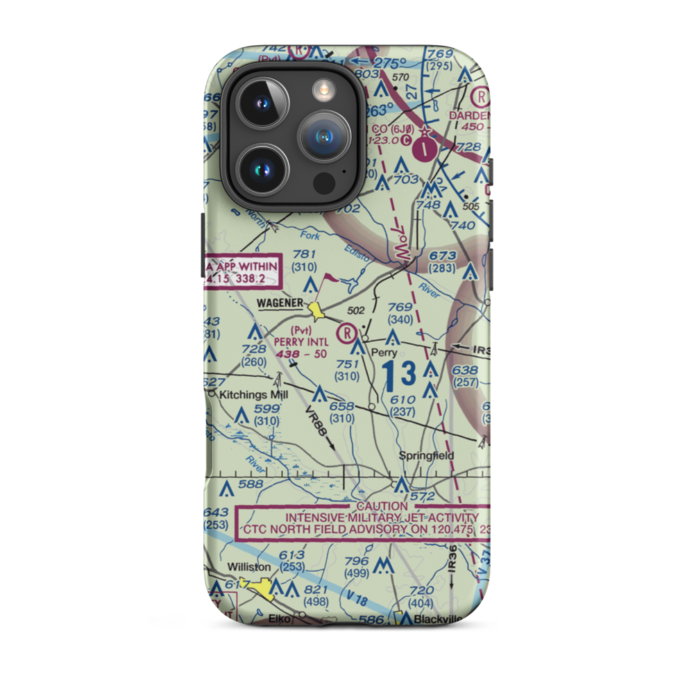 Perry International Airport (SC95) VFR Sectional  Tough iPhone Case iPhone 16 Pro Max model shown
