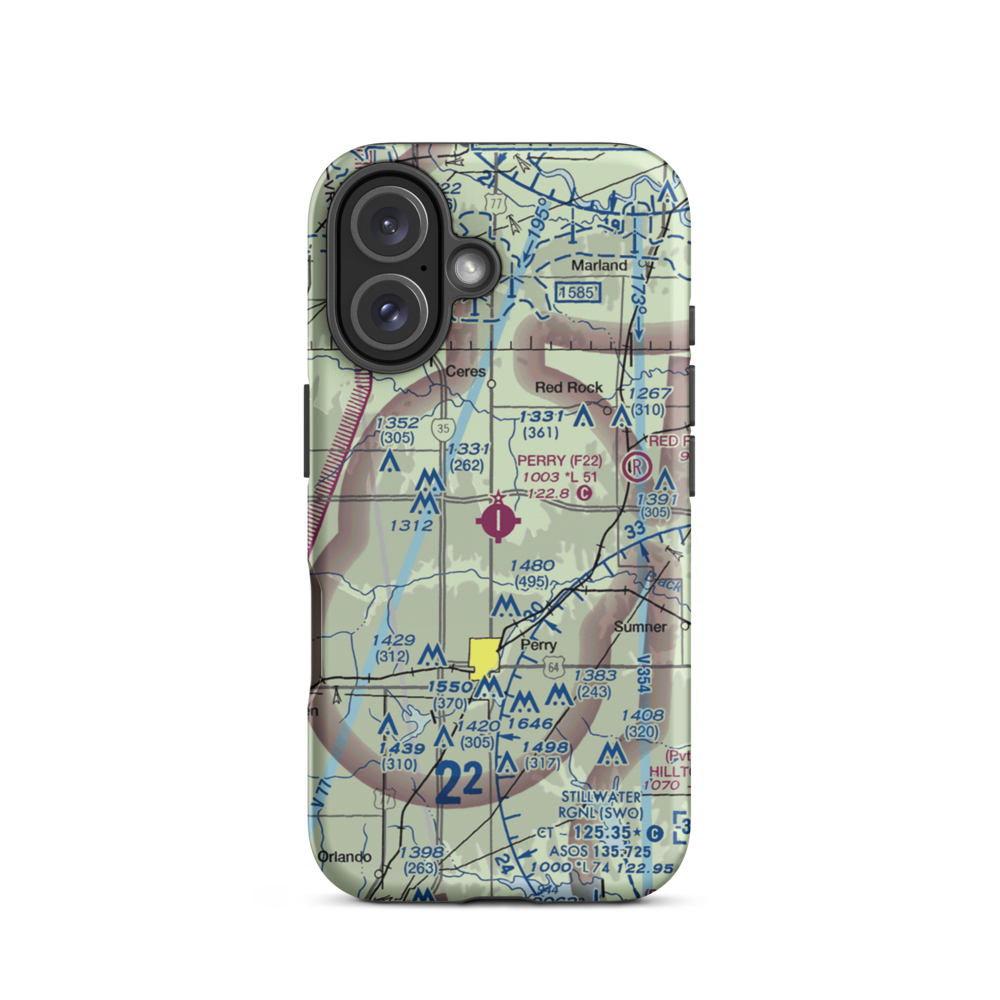 Perry Municipal Airport (F22) VFR Sectional  Tough iPhone Case iPhone 16 model shown