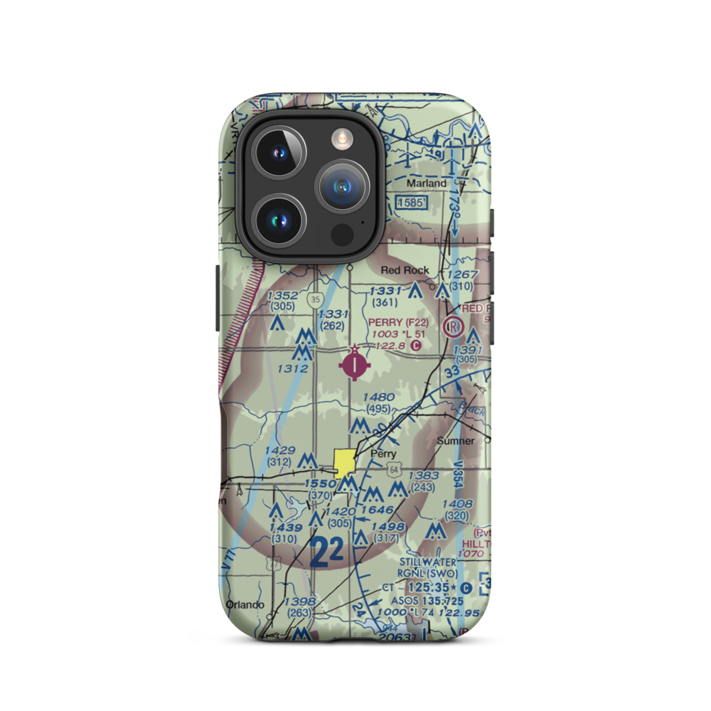 Perry Municipal Airport (F22) VFR Sectional  Tough iPhone Case iPhone 16 Pro model shown