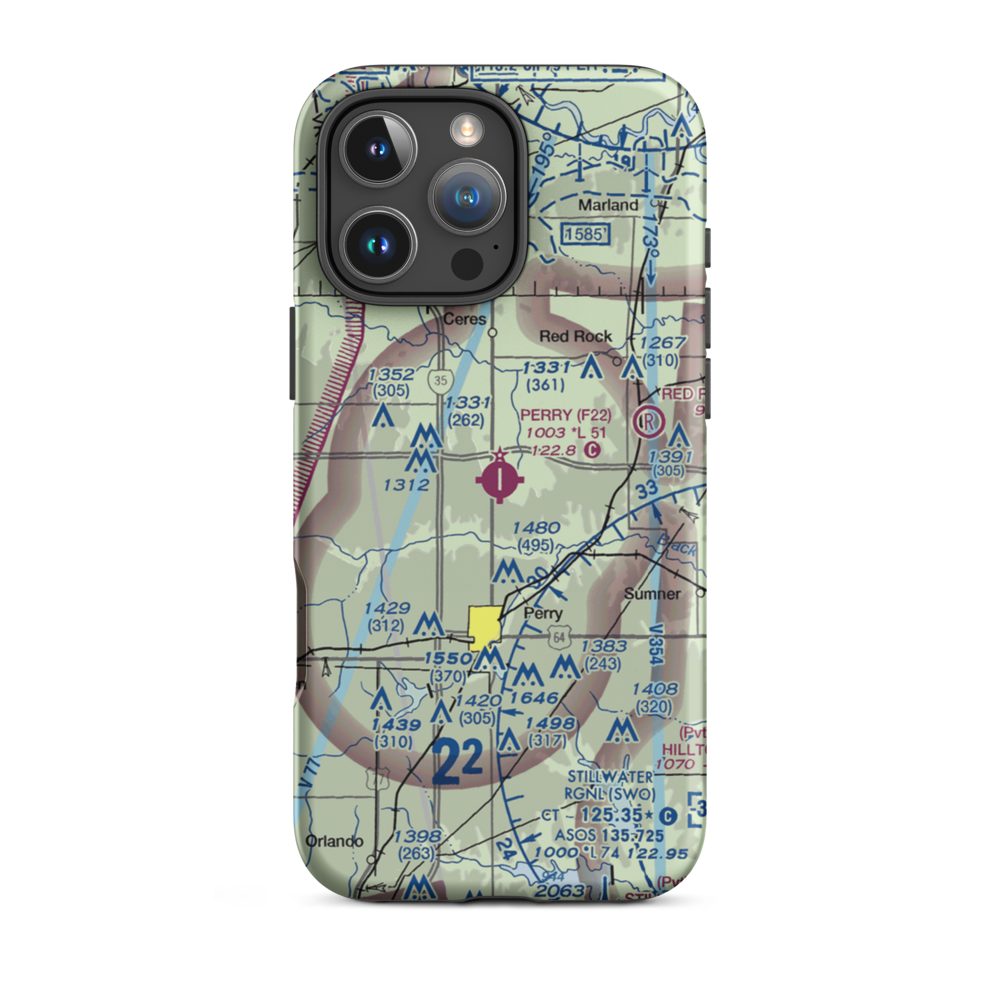 Perry Municipal Airport (F22) VFR Sectional  Tough iPhone Case iPhone 16 Pro Max model shown