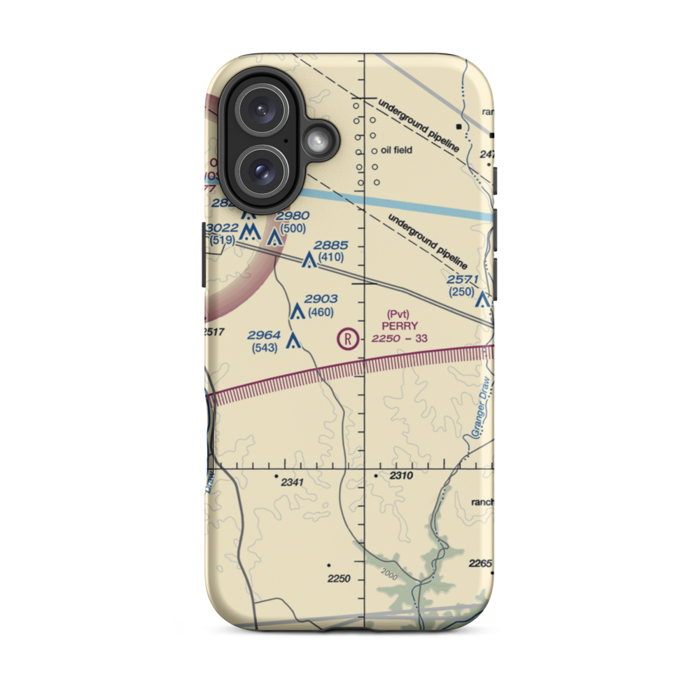 Perry Ranch Airport (4TA8) VFR Sectional  Tough iPhone Case iPhone 16 Plus model shown