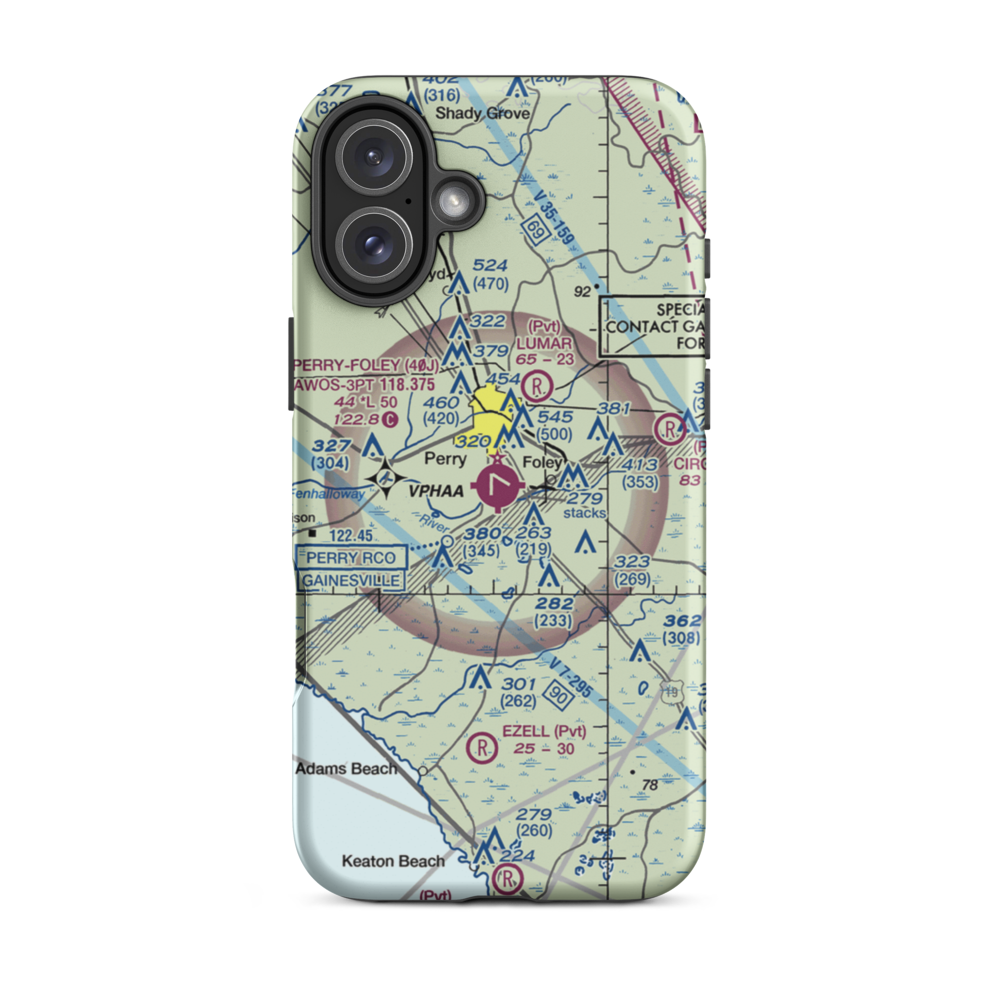 Perry-Foley Airport (40J) VFR Sectional  Tough iPhone Case iPhone 16 Plus model shown
