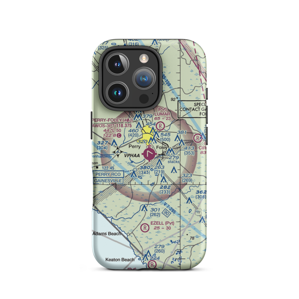 Perry-Foley Airport (40J) VFR Sectional  Tough iPhone Case iPhone 16 Pro model shown