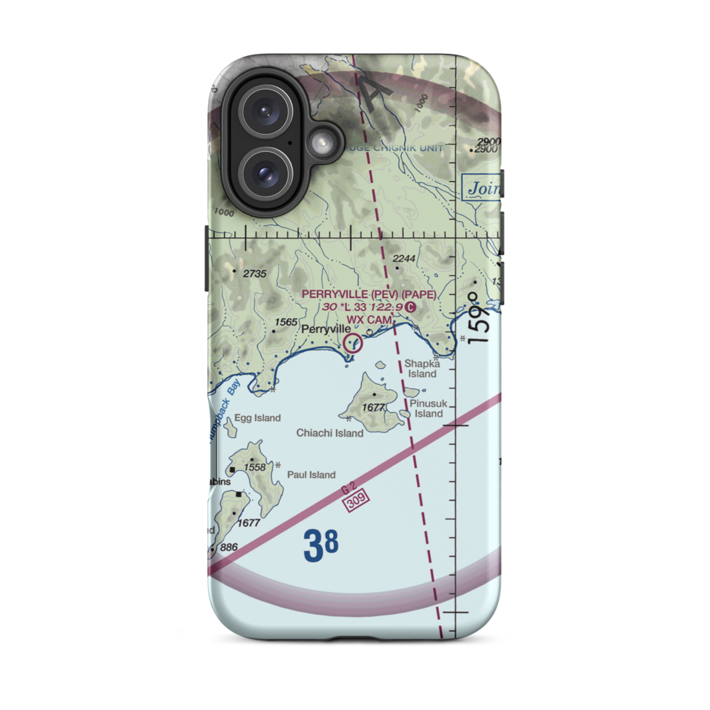 Perryville Airport (PEV) VFR Sectional  Tough iPhone Case iPhone 16 Plus model shown