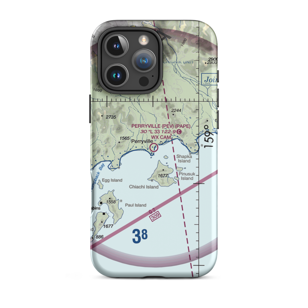 Perryville Airport (PEV) VFR Sectional  Tough iPhone Case iPhone 16 Pro Max model shown