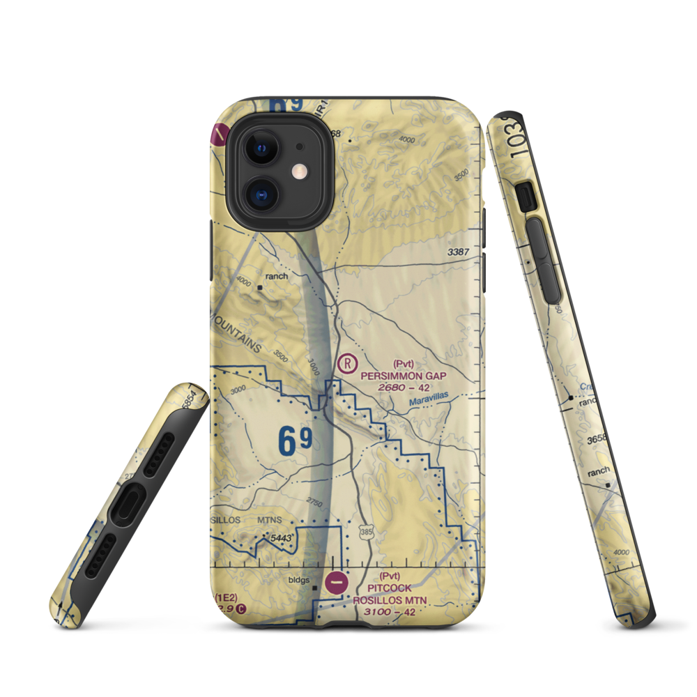 Persimmon Gap Ranch Airport (TA64) VFR Sectional  Tough iPhone Case iPhone 11 model shown