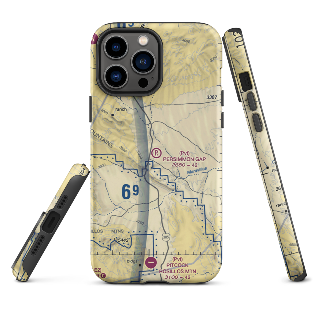 Persimmon Gap Ranch Airport (TA64) VFR Sectional  Tough iPhone Case iPhone 13 Pro Max model shown