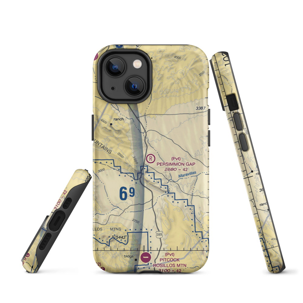 Persimmon Gap Ranch Airport (TA64) VFR Sectional  Tough iPhone Case iPhone 14 model shown
