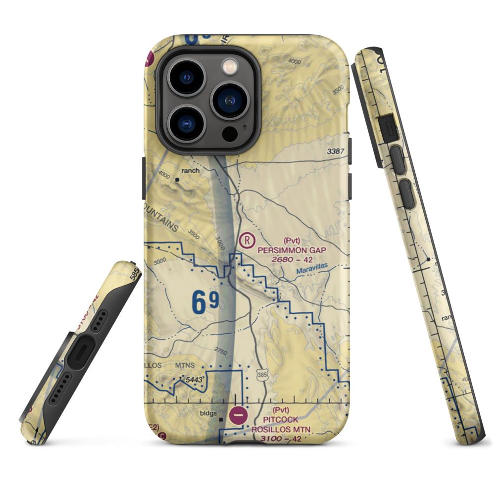 Persimmon Gap Ranch Airport (TA64) VFR Sectional  Tough iPhone Case iPhone 14 Pro Max model shown