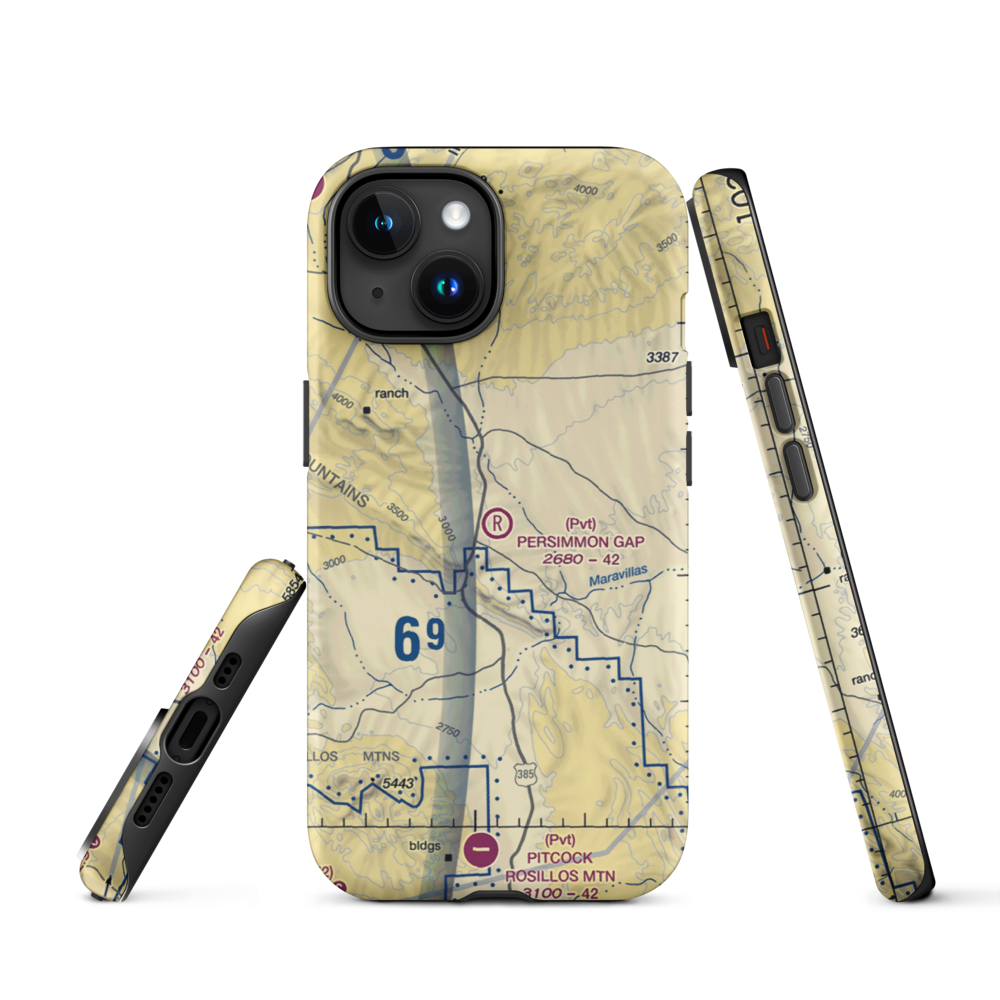 Persimmon Gap Ranch Airport (TA64) VFR Sectional  Tough iPhone Case iPhone 15 model shown