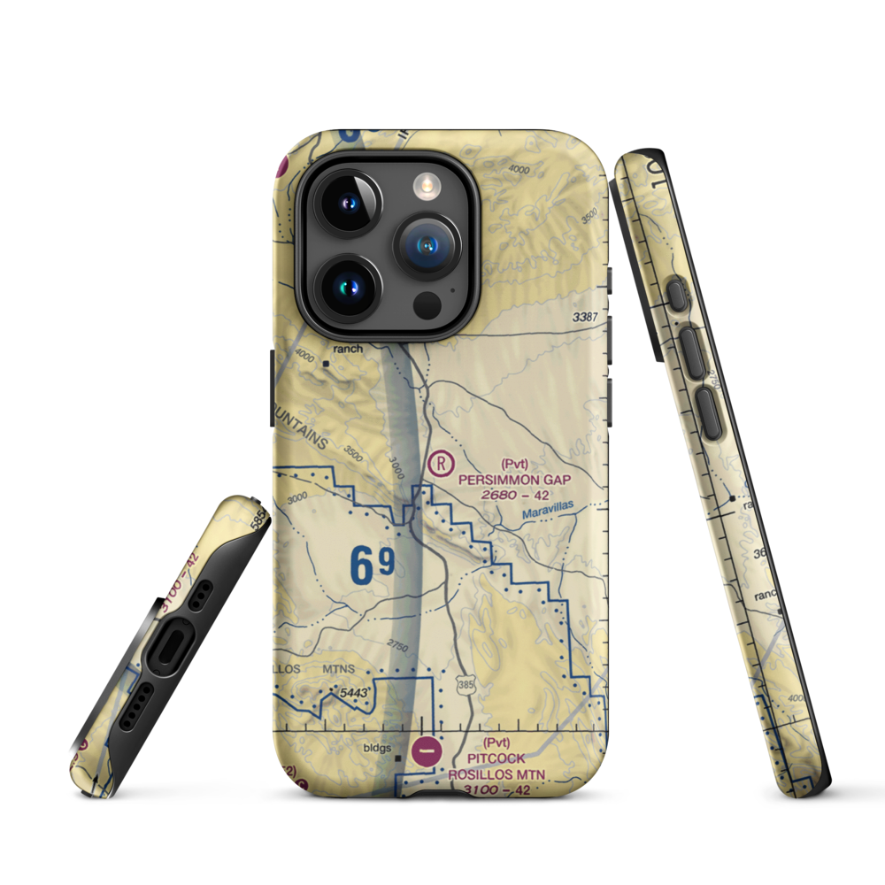 Persimmon Gap Ranch Airport (TA64) VFR Sectional  Tough iPhone Case iPhone 15 Pro model shown