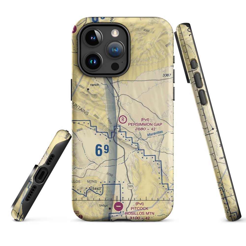 Persimmon Gap Ranch Airport (TA64) VFR Sectional  Tough iPhone Case iPhone 15 Pro Max model shown