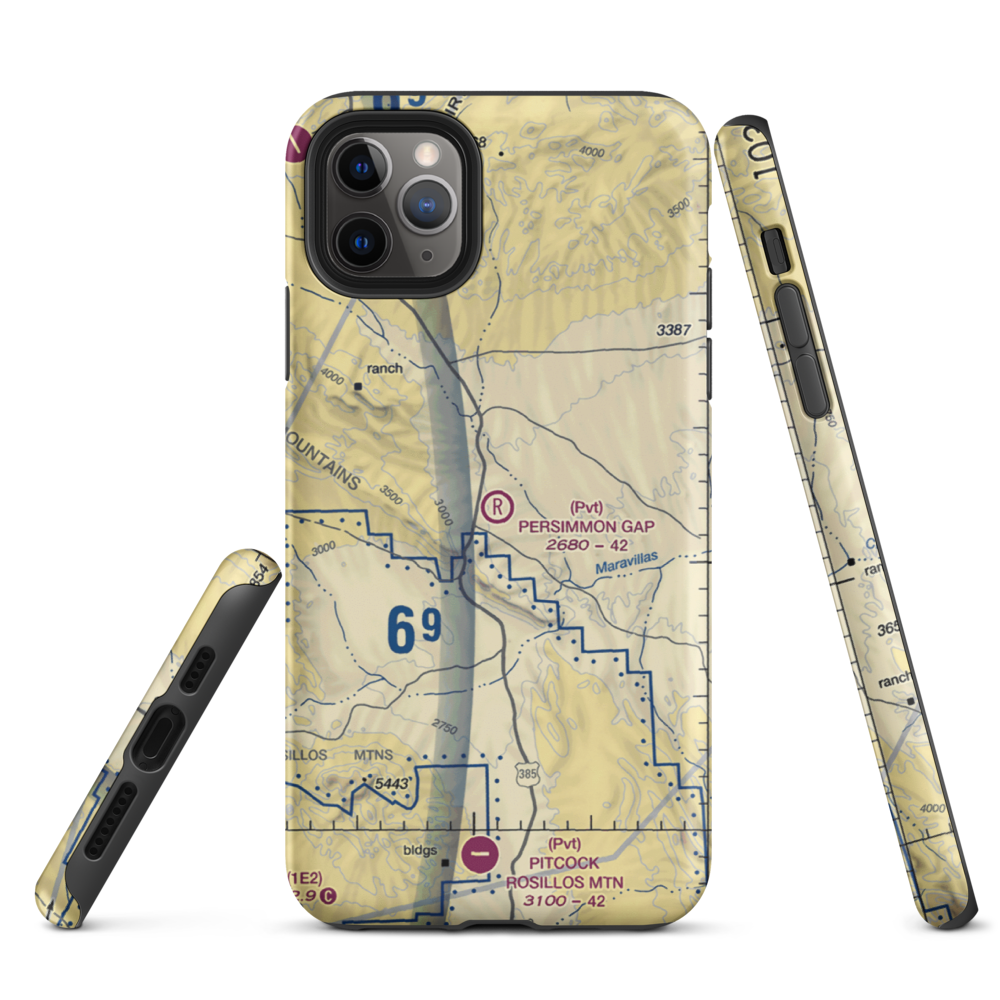 Persimmon Gap Ranch Airport (TA64) VFR Sectional  Tough iPhone Case iPhone 11 Pro Max model shown
