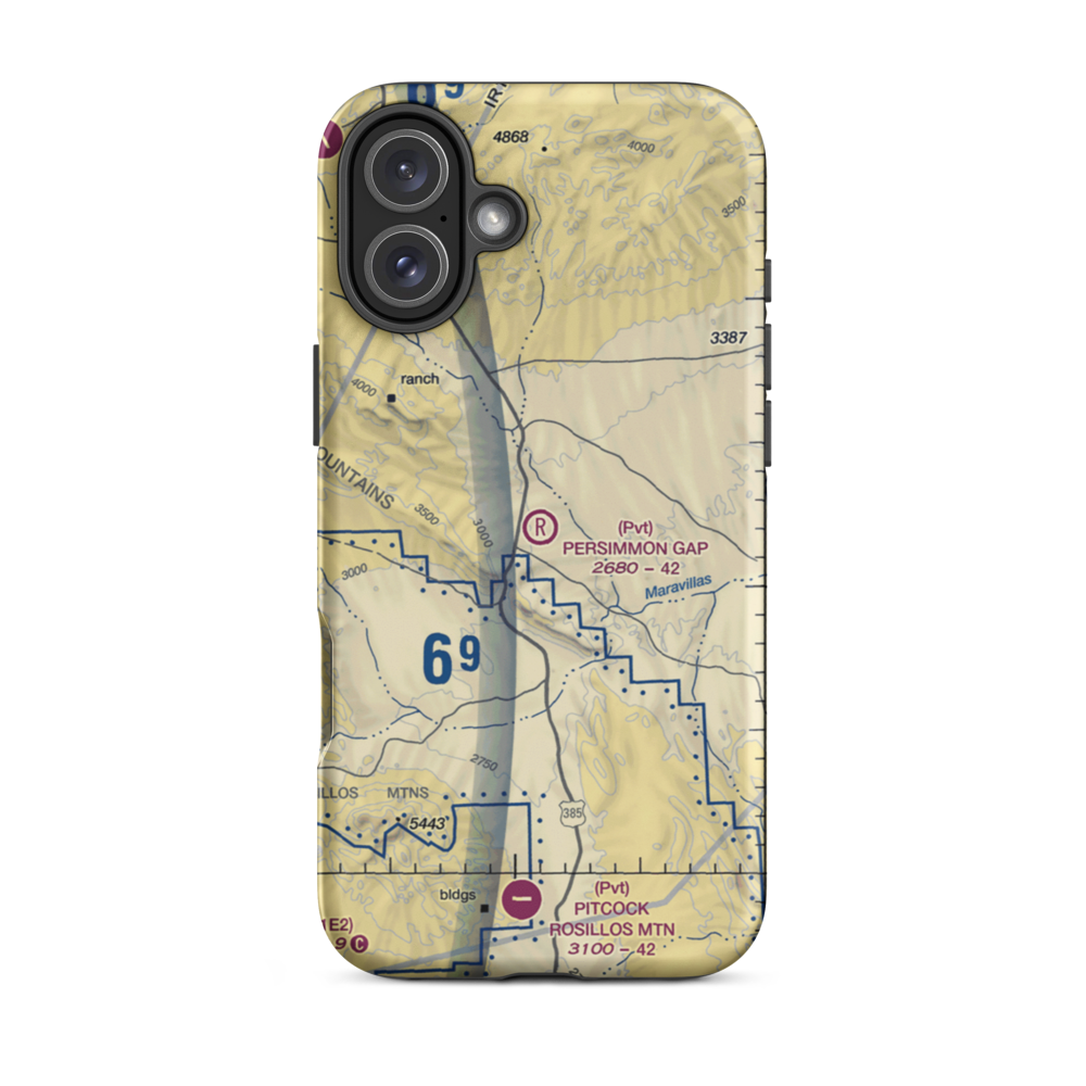 Persimmon Gap Ranch Airport (TA64) VFR Sectional  Tough iPhone Case iPhone 16 Plus model shown