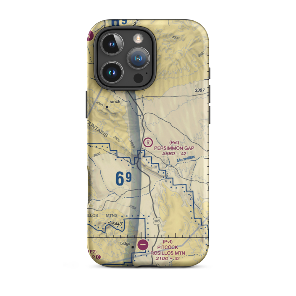 Persimmon Gap Ranch Airport (TA64) VFR Sectional  Tough iPhone Case iPhone 16 Pro Max model shown