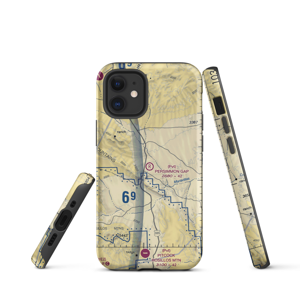 Persimmon Gap Ranch Airport (TA64) VFR Sectional  Tough iPhone Case iPhone 12 mini model shown