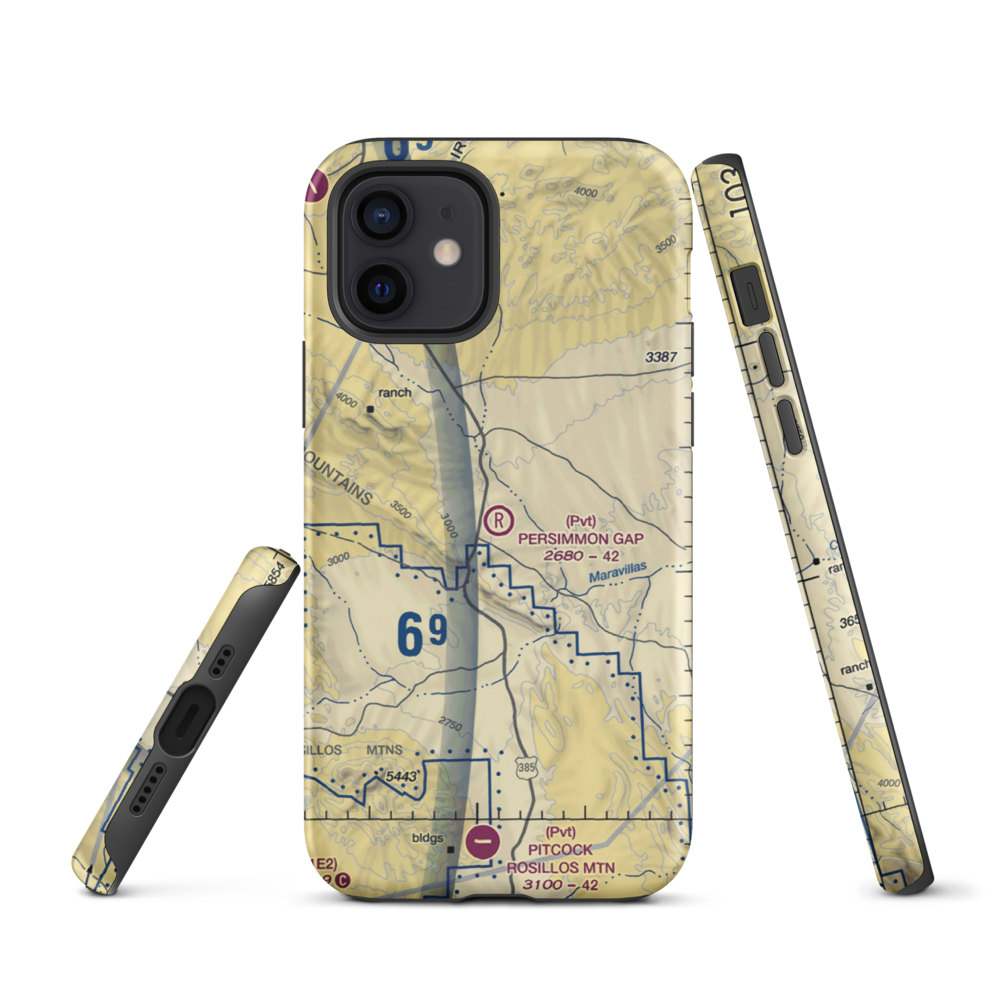Persimmon Gap Ranch Airport (TA64) VFR Sectional  Tough iPhone Case iPhone 12 model shown