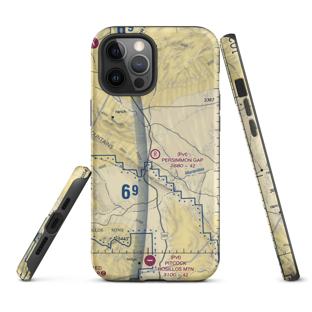 Persimmon Gap Ranch Airport (TA64) VFR Sectional  Tough iPhone Case iPhone 12 Pro Max model shown