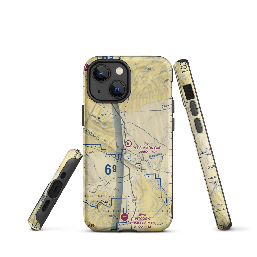 Persimmon Gap Ranch Airport (TA64) VFR Sectional  Tough iPhone Case iPhone 13 mini model shown