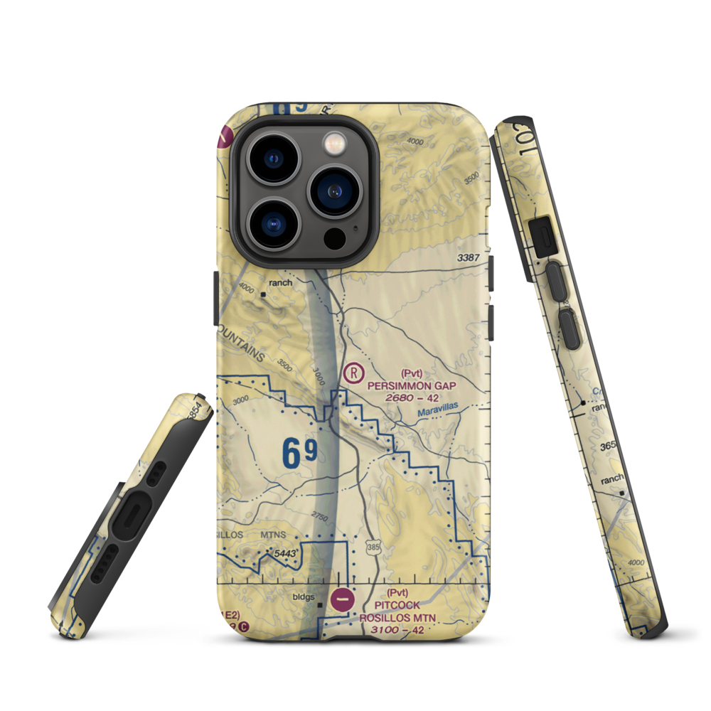 Persimmon Gap Ranch Airport (TA64) VFR Sectional  Tough iPhone Case iPhone 13 Pro model shown