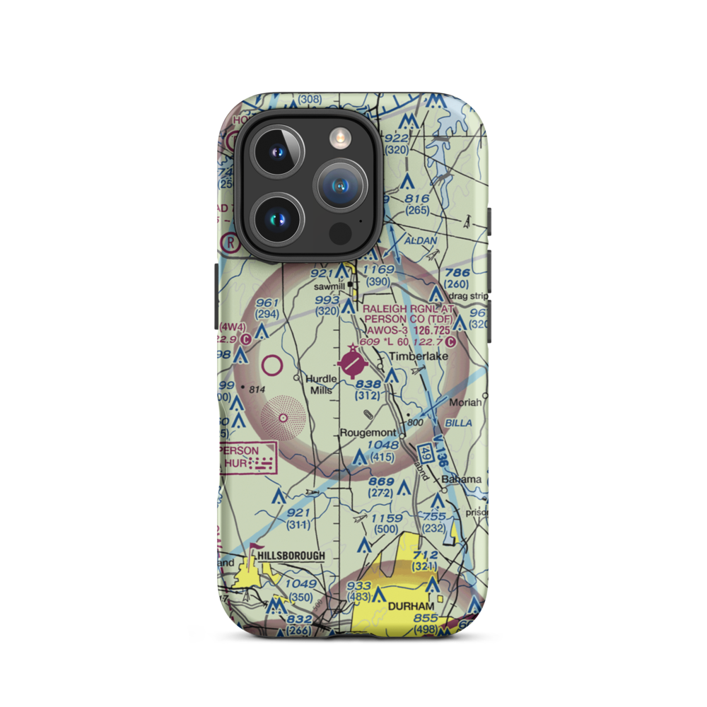 Person County Airport (TDF) VFR Sectional  Tough iPhone Case iPhone 16 Pro model shown
