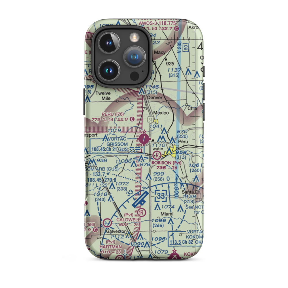 Peru Municipal Airport (I76) VFR Sectional  Tough iPhone Case iPhone 16 Pro Max model shown
