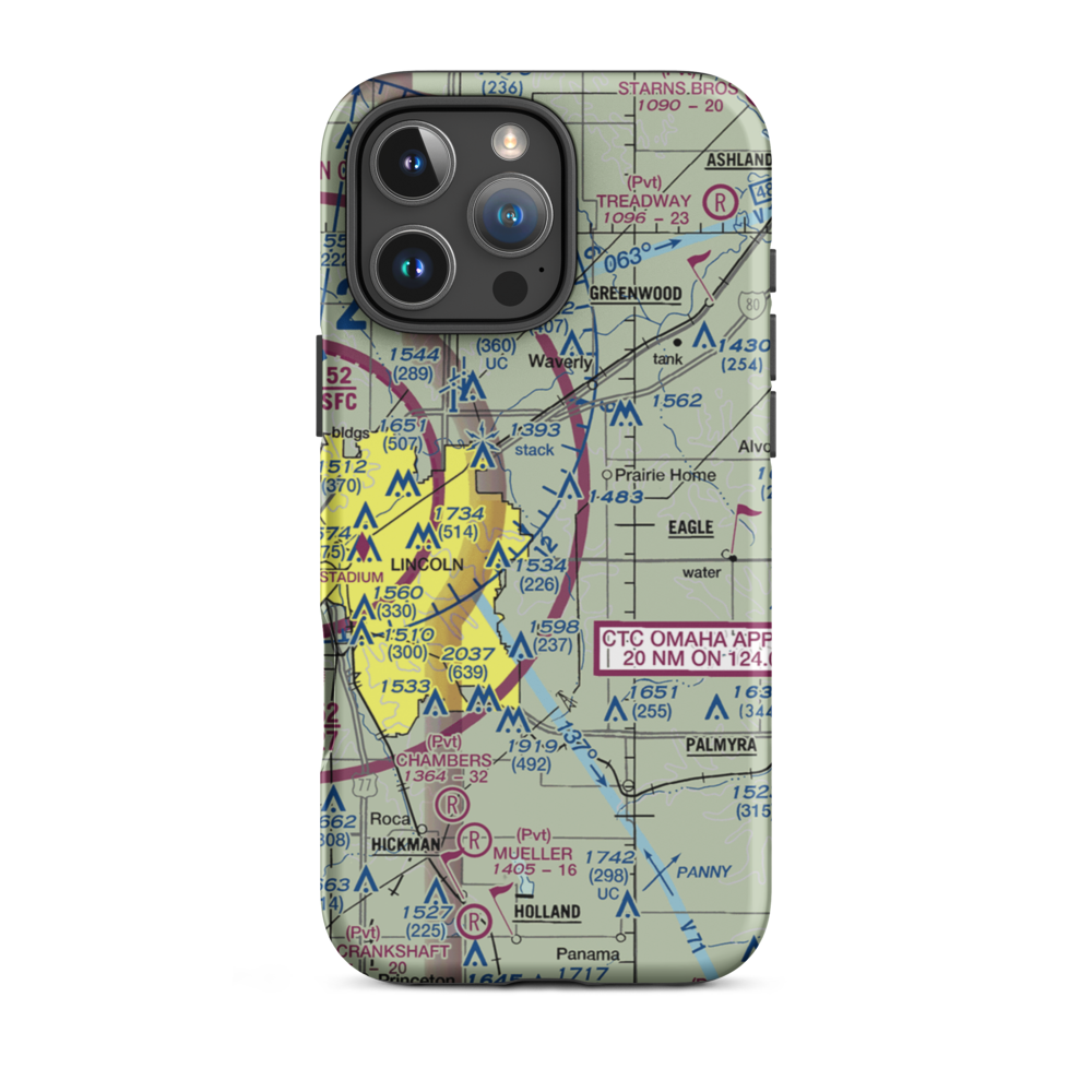 Pester Airport (NE59) VFR Sectional  Tough iPhone Case iPhone 16 Pro Max model shown