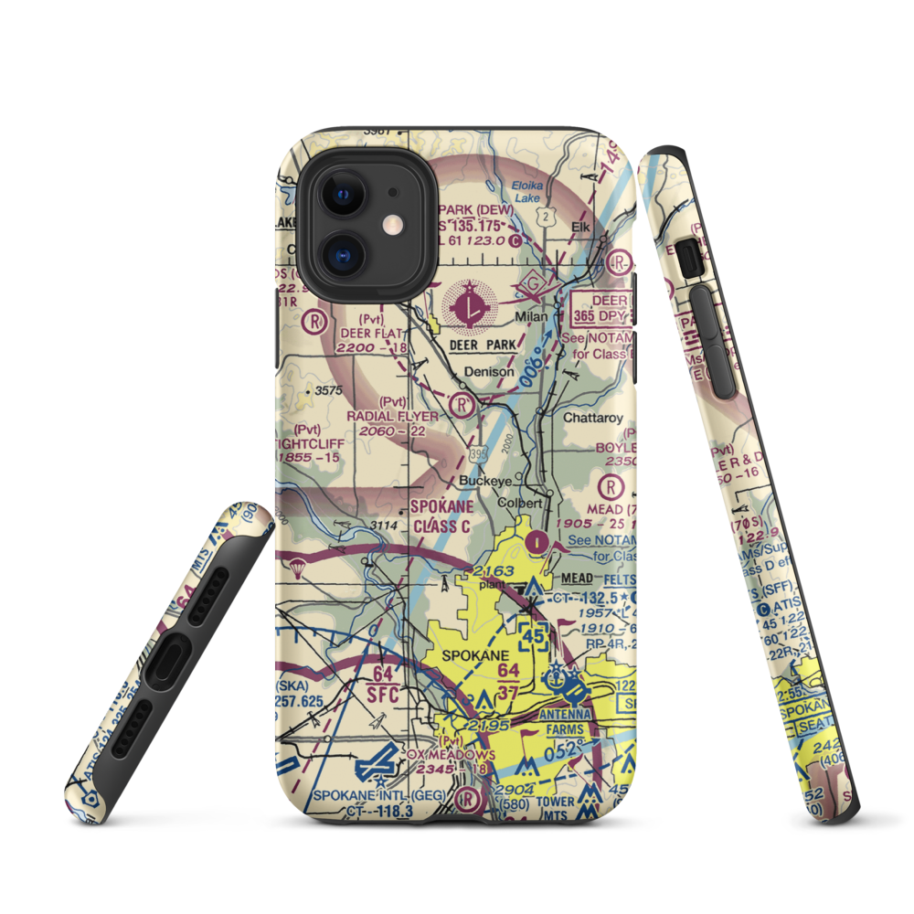 Pete's Airport (WN14) VFR Sectional  Tough iPhone Case iPhone 11 model shown