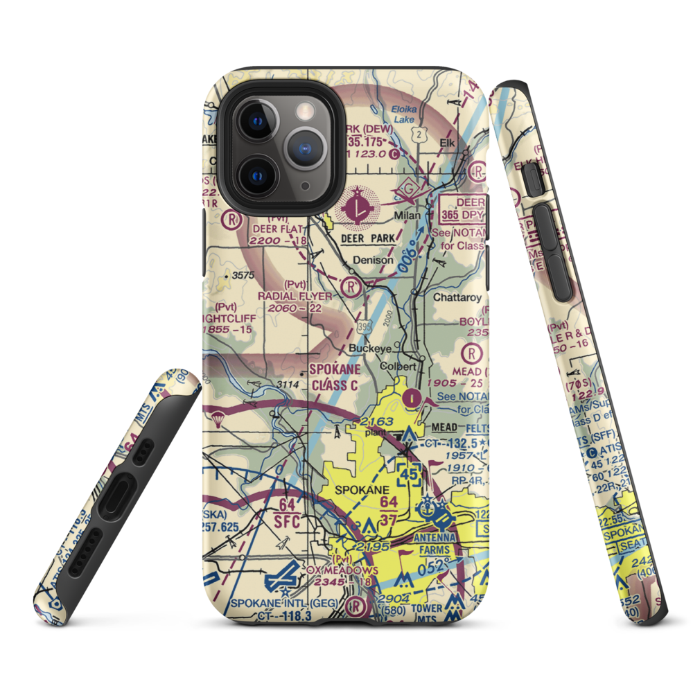 Pete's Airport (WN14) VFR Sectional  Tough iPhone Case iPhone 11 Pro model shown