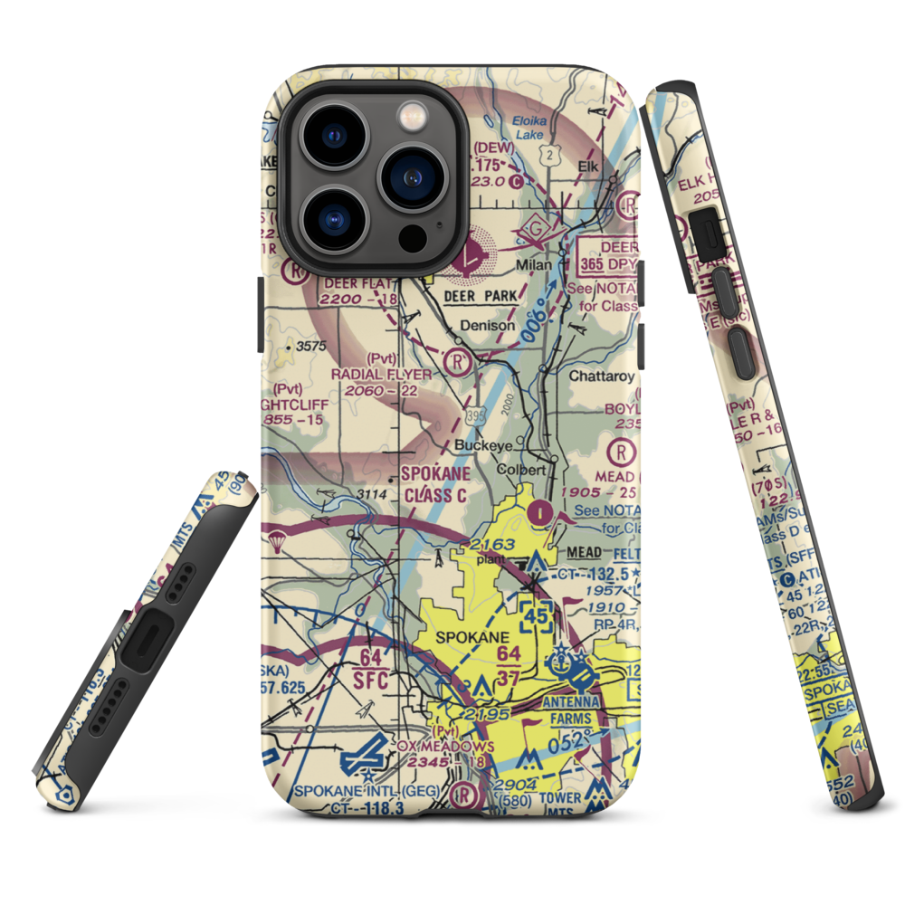 Pete's Airport (WN14) VFR Sectional  Tough iPhone Case iPhone 13 Pro Max model shown