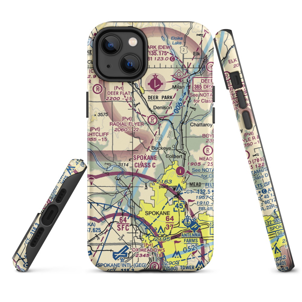 Pete's Airport (WN14) VFR Sectional  Tough iPhone Case iPhone 14 Plus model shown