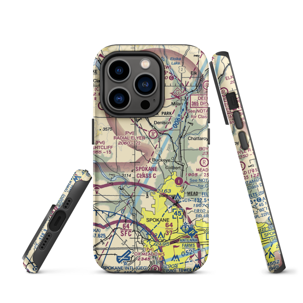 Pete's Airport (WN14) VFR Sectional  Tough iPhone Case iPhone 14 Pro model shown