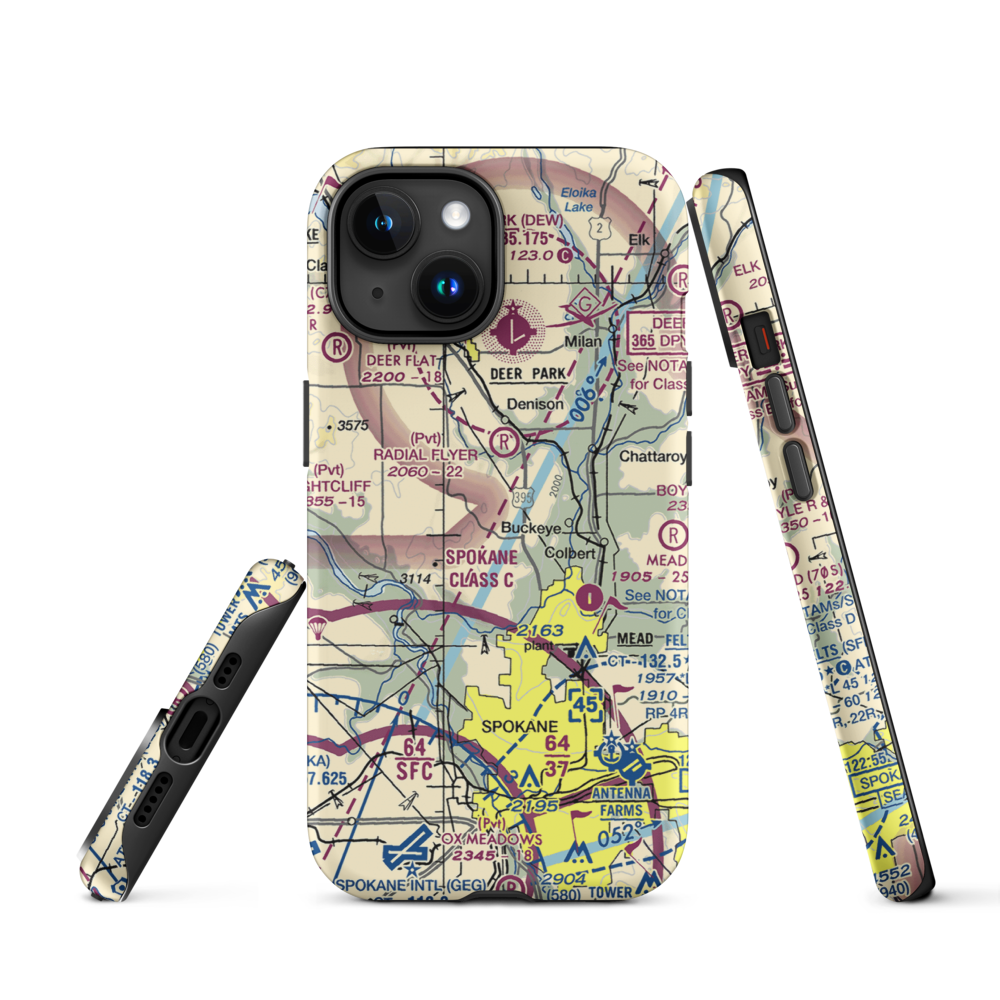 Pete's Airport (WN14) VFR Sectional  Tough iPhone Case iPhone 15 model shown