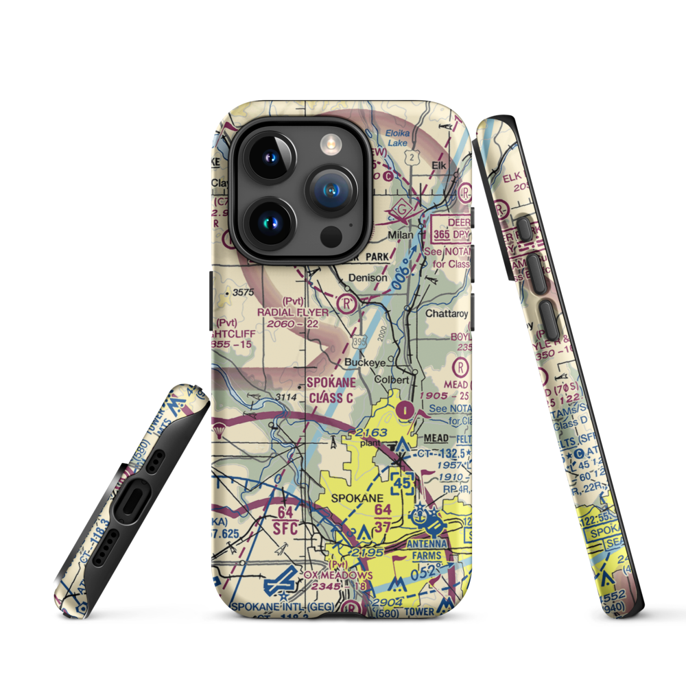 Pete's Airport (WN14) VFR Sectional  Tough iPhone Case iPhone 15 Pro model shown