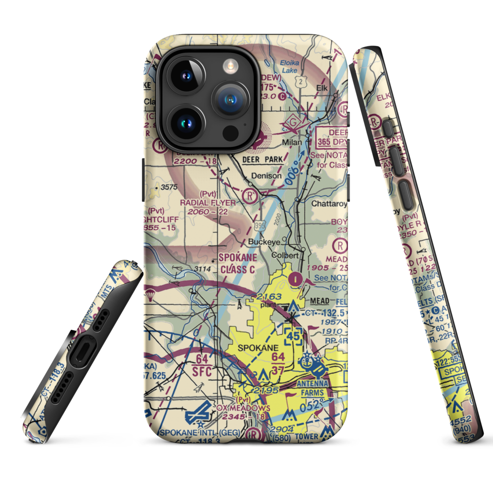 Pete's Airport (WN14) VFR Sectional  Tough iPhone Case iPhone 15 Pro Max model shown