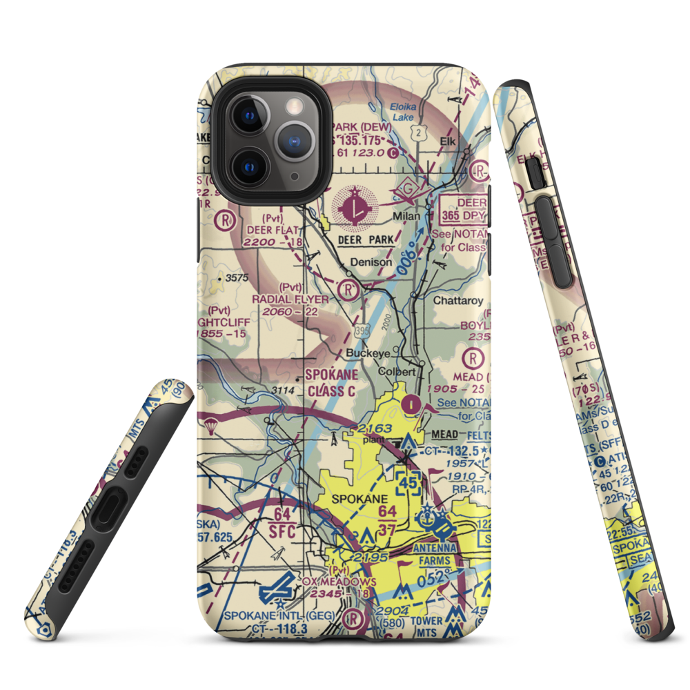 Pete's Airport (WN14) VFR Sectional  Tough iPhone Case iPhone 11 Pro Max model shown
