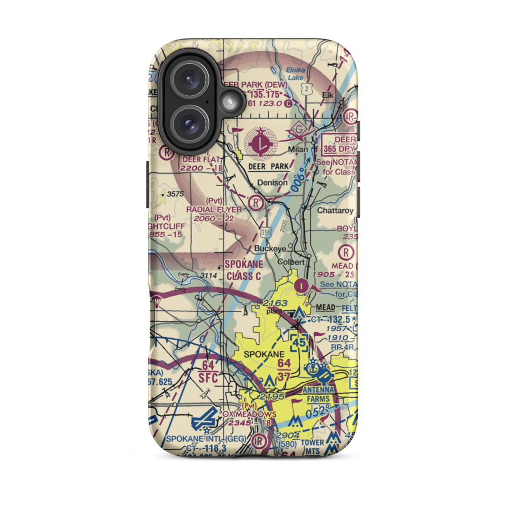 Pete's Airport (WN14) VFR Sectional  Tough iPhone Case iPhone 16 Plus model shown