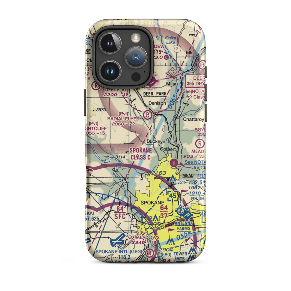 Pete's Airport (WN14) VFR Sectional  Tough iPhone Case iPhone 16 Pro Max model shown