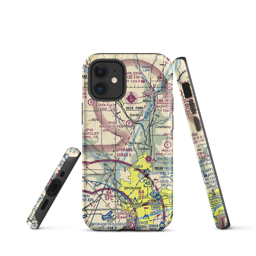 Pete's Airport (WN14) VFR Sectional  Tough iPhone Case iPhone 12 mini model shown