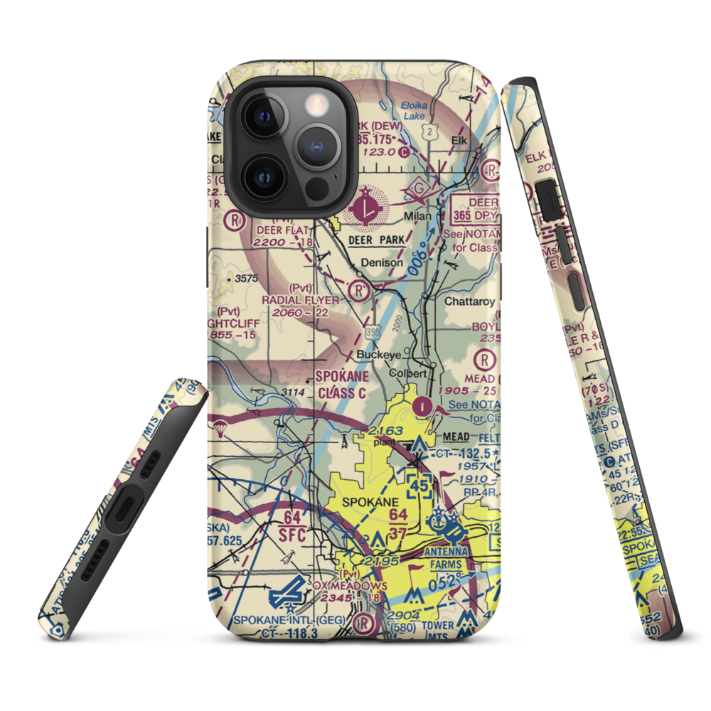 Pete's Airport (WN14) VFR Sectional  Tough iPhone Case iPhone 12 Pro Max model shown