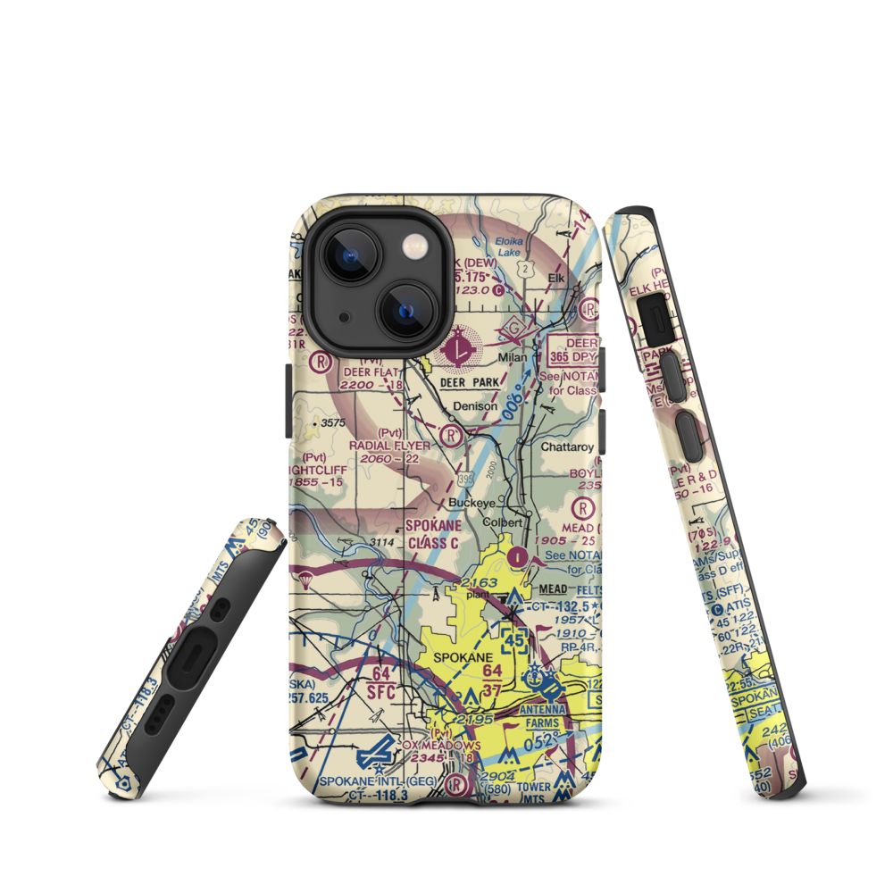 Pete's Airport (WN14) VFR Sectional  Tough iPhone Case iPhone 13 mini model shown