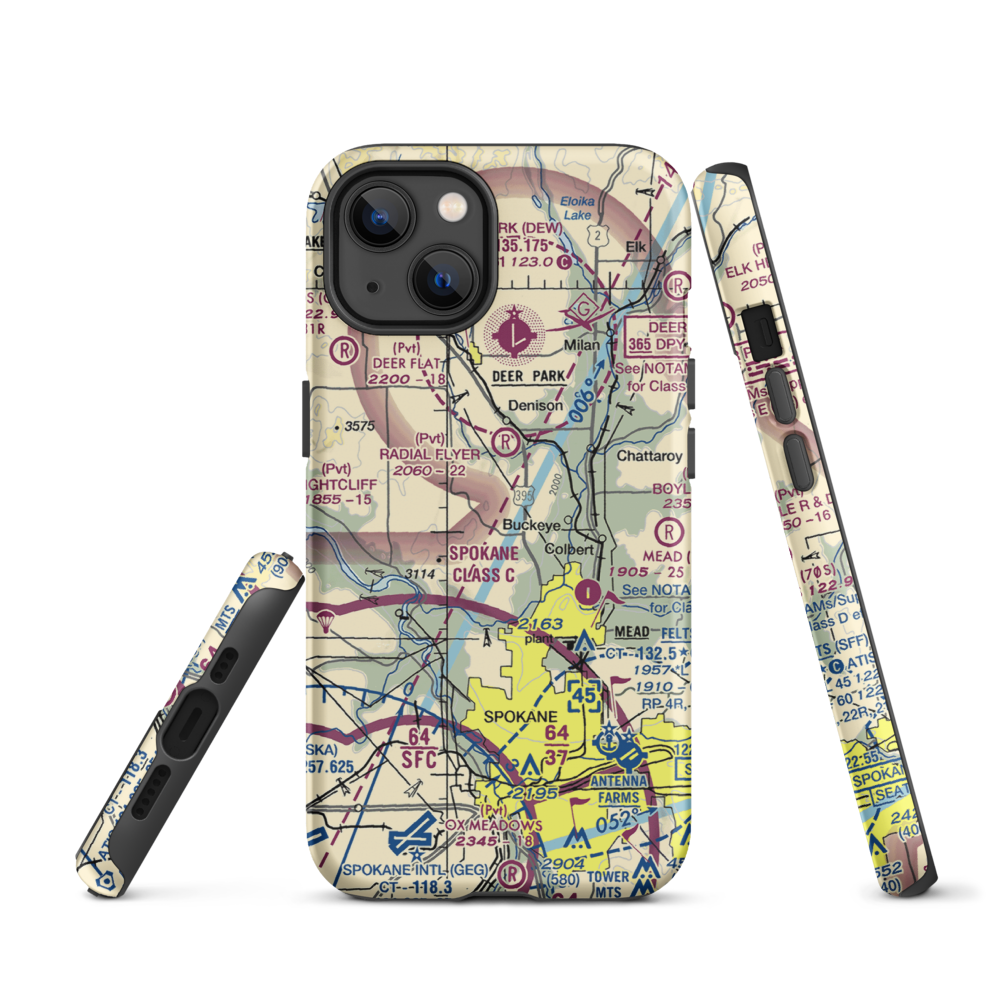 Pete's Airport (WN14) VFR Sectional  Tough iPhone Case iPhone 13 model shown