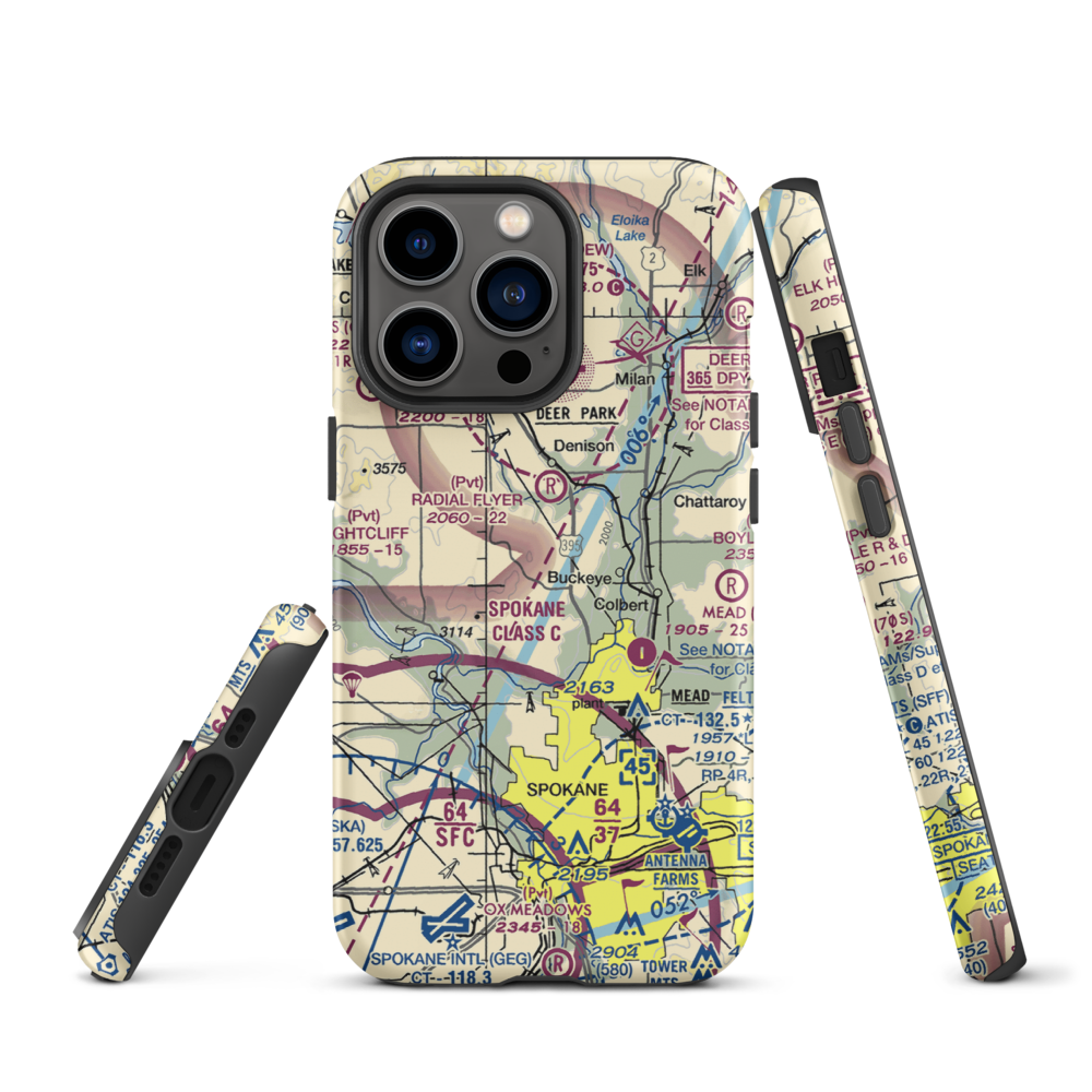 Pete's Airport (WN14) VFR Sectional  Tough iPhone Case iPhone 13 Pro model shown