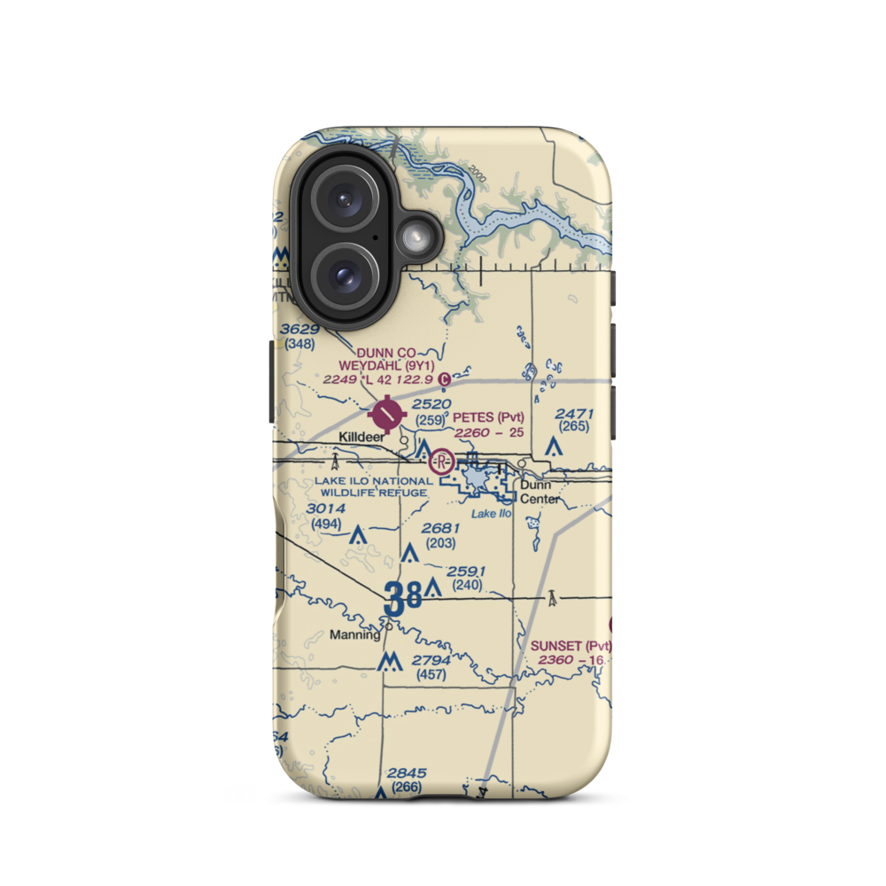 Pete's Port Airport (55ND) VFR Sectional  Tough iPhone Case iPhone 16 model shown