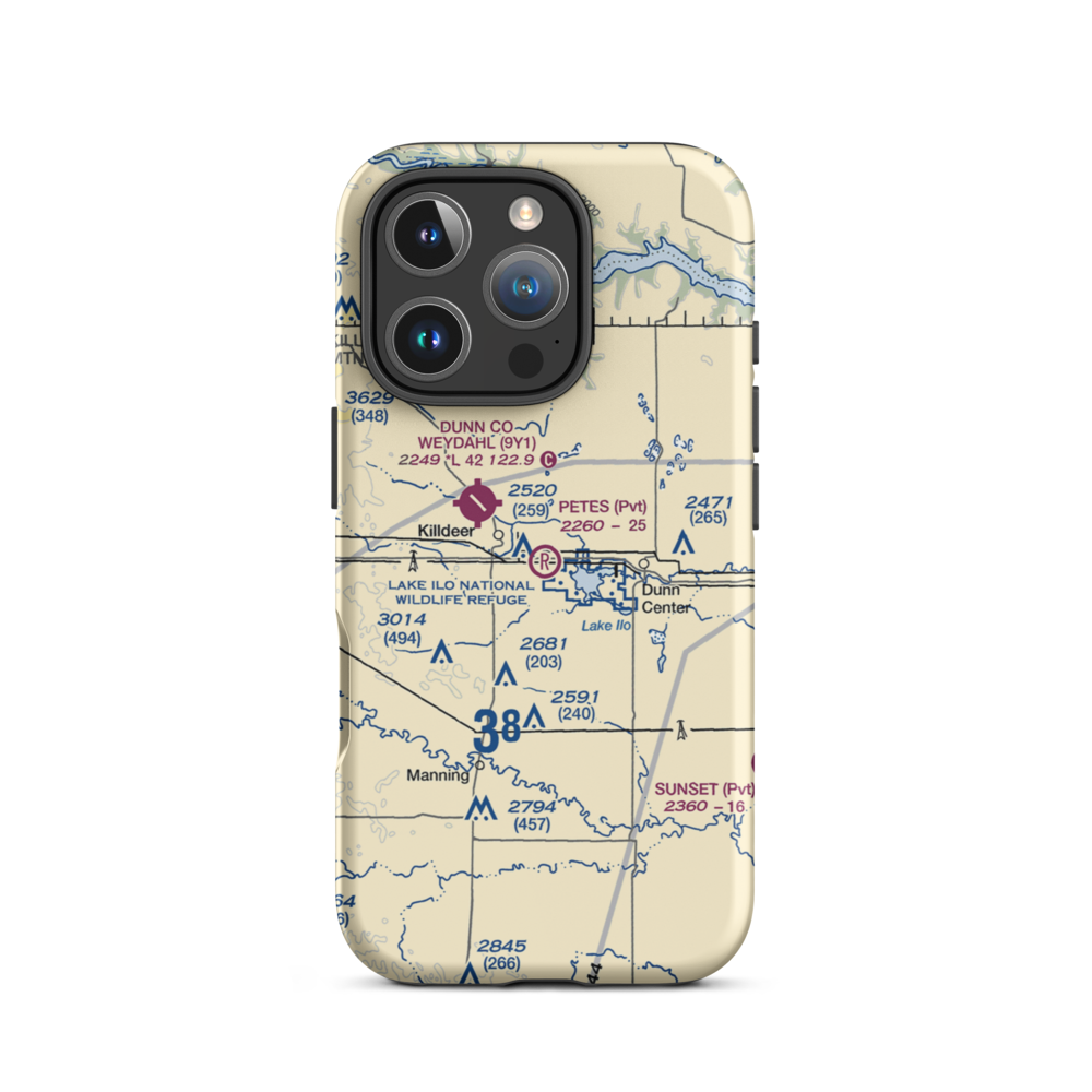 Pete's Port Airport (55ND) VFR Sectional  Tough iPhone Case iPhone 16 Pro model shown