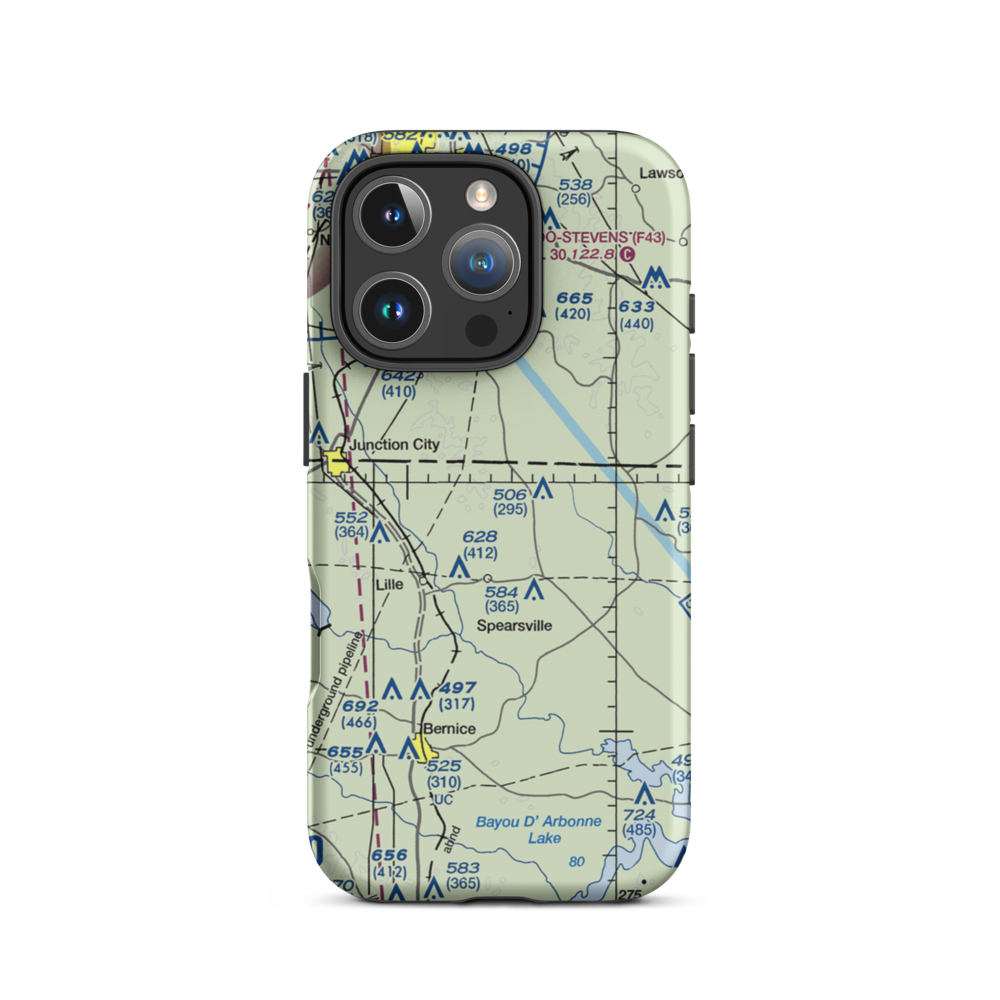 Peter Creek Ranch Airport (LA58) VFR Sectional  Tough iPhone Case iPhone 16 Pro model shown