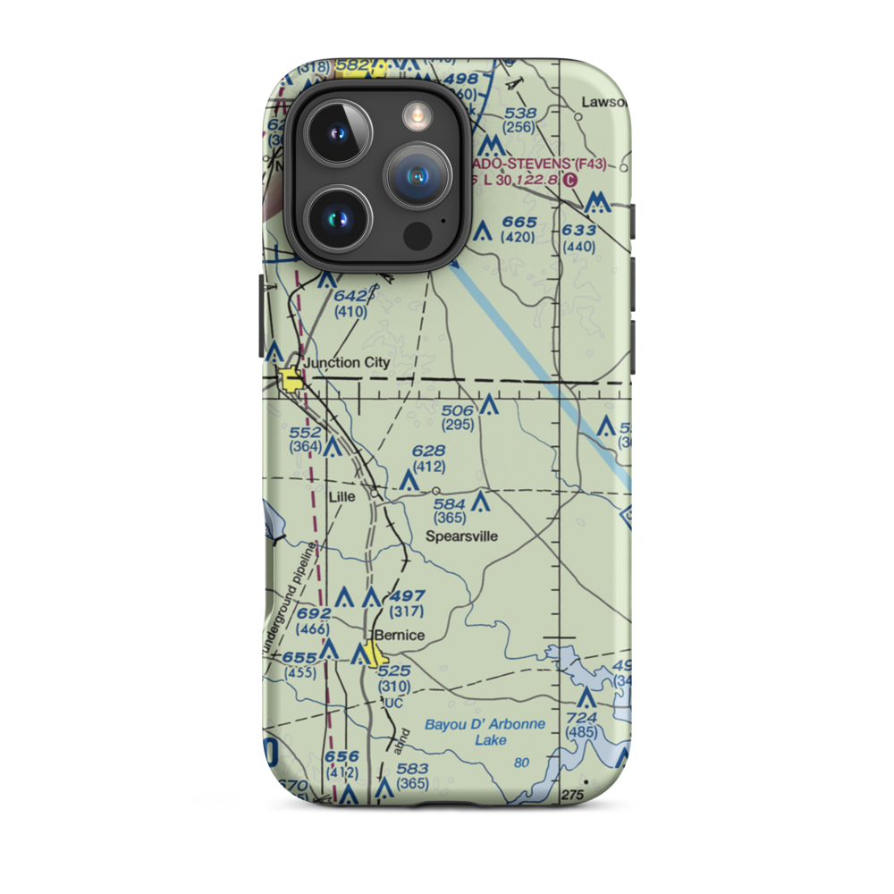 Peter Creek Ranch Airport (LA58) VFR Sectional  Tough iPhone Case iPhone 16 Pro Max model shown