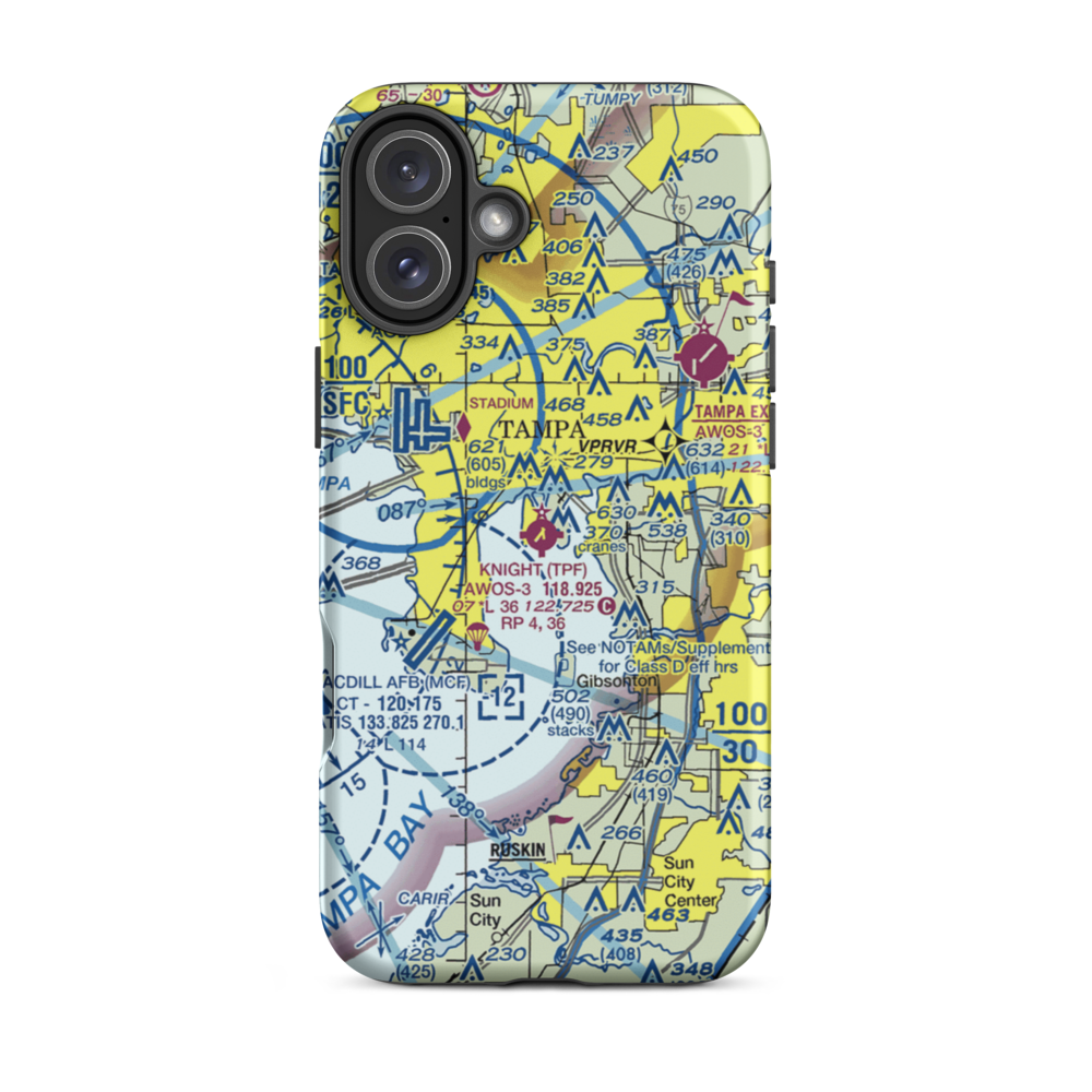 Peter O Knight Airport (TPF) VFR Sectional  Tough iPhone Case iPhone 16 Plus model shown