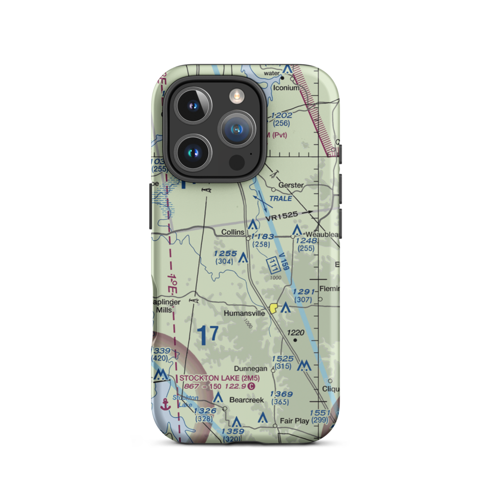 Peterman Airport (MU69) VFR Sectional  Tough iPhone Case iPhone 16 Pro model shown